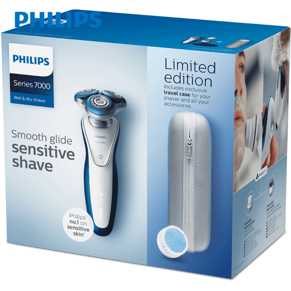 Philips - S7520/69 Series 7000 Men's Electric 3 Heads Shaver / Beard Trimmer / Facial Cleansing Brush - Limited Edition