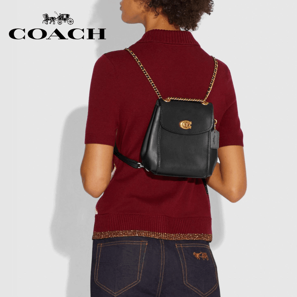 Coach - Parker Convertible Backpack  - Black / Brass