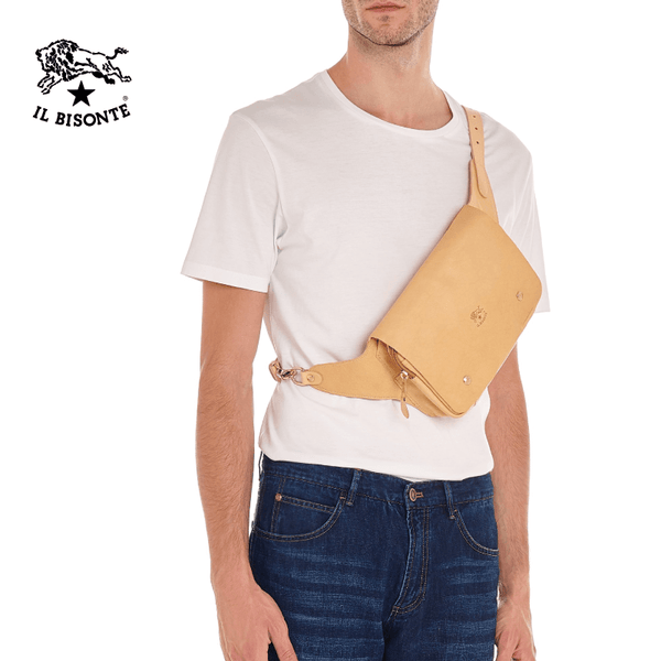 Il Bisonte - Man's Belg Bag In Cowhide Leather - Natural (A2381.P)