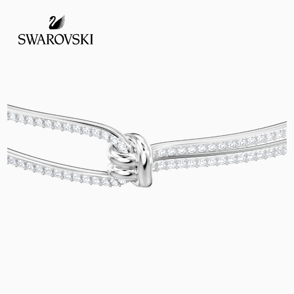 swarovski LIFELONG BANGLE, WHITE, RHODIUM PLATED