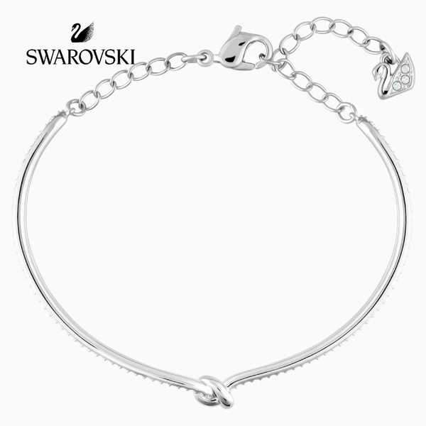 swarovski LIFELONG BANGLE, WHITE, RHODIUM PLATED