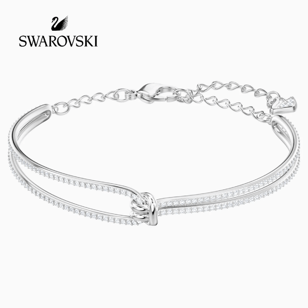 swarovski LIFELONG BANGLE, WHITE, RHODIUM PLATED