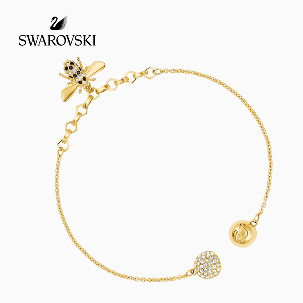 SWAROVSKI - 5380077 -REMIX COLLECTION BEE STRAND, BLACK, GOLD TONE PLATING