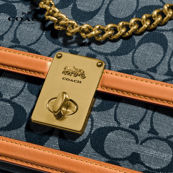 Coach - Hutton Shoulder Bag In Signature Chambray
