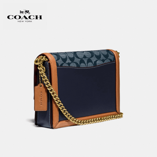 Coach - Hutton Shoulder Bag In Signature Chambray
