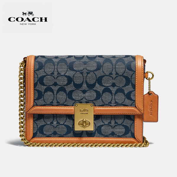 Coach - Hutton Shoulder Bag In Signature Chambray