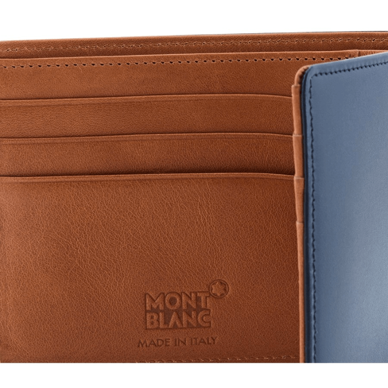 Montblanc - Meister Unisex Leather Wallet 6cc - Navy / Tan (118293)