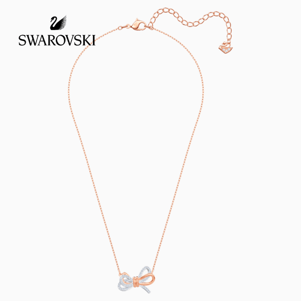SWAROVSKI LIFELONG BOW PENDANT, WHITE, MULTI-METAL FINISH