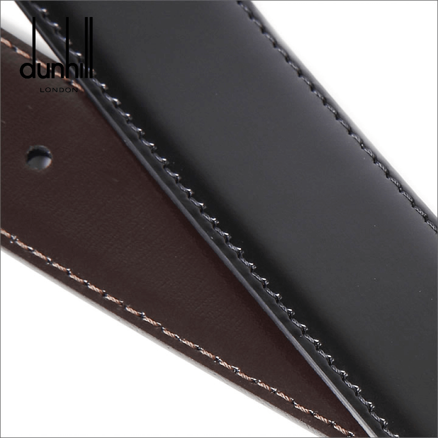 Dunhill - Men's Reversible Black / Dark Brown Genuine Leather Belt With Removable Rotated Buckle  - Black (HPW700A42)