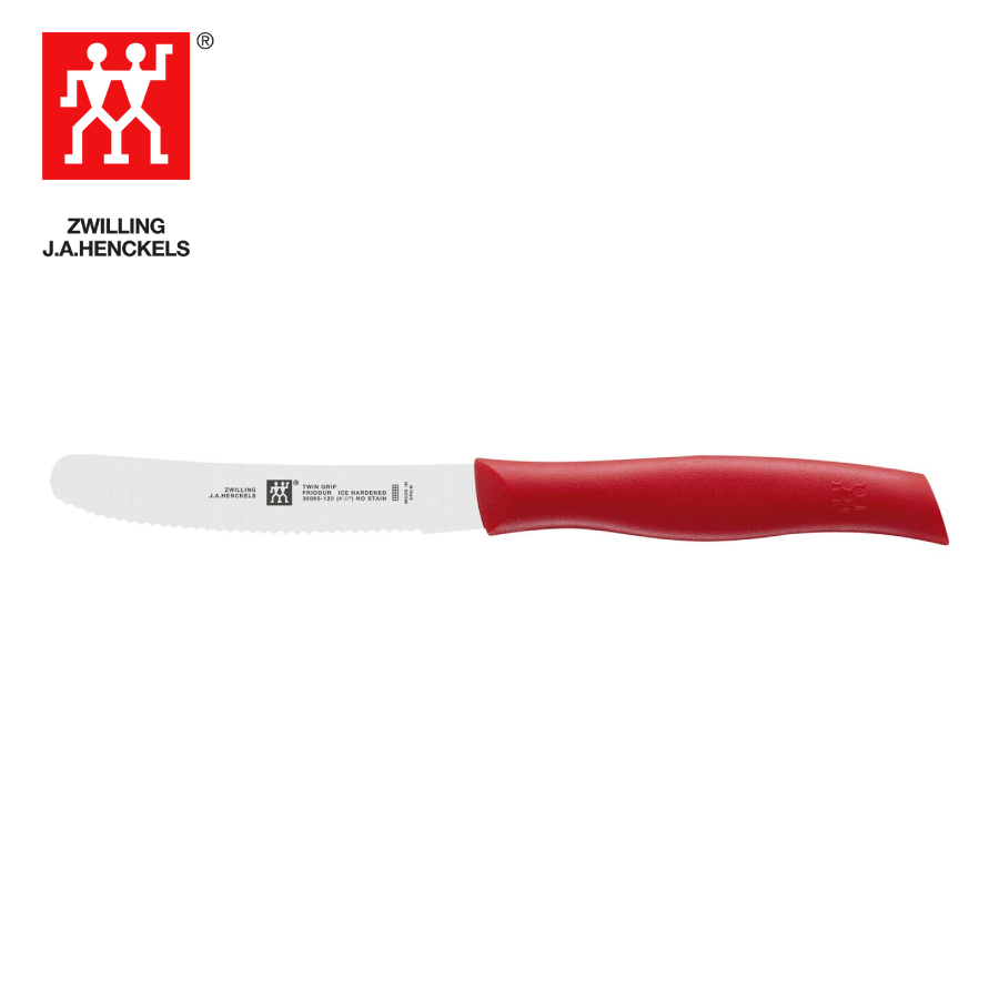 Zwilling - Twin Grip 4.5 inch / 120 mm Serrated Utility Knife - Red (38095-121)