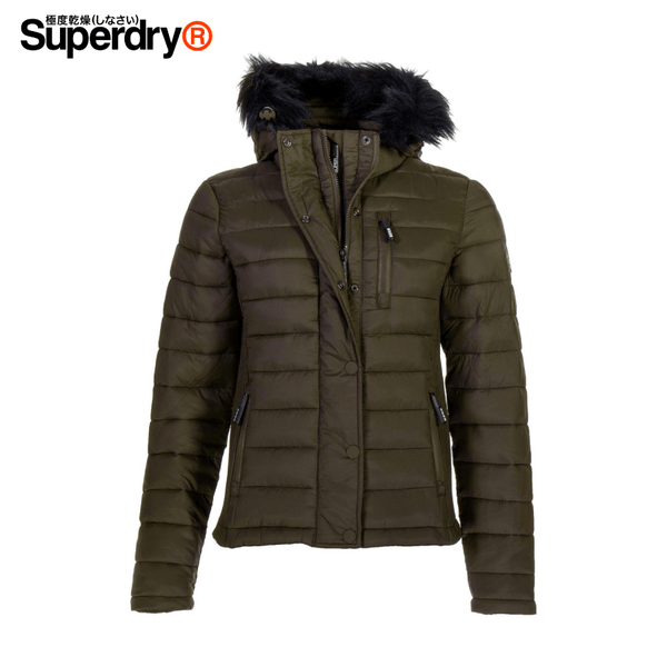 Superdry - Fuji Slim Double Ziphood Sports Women Jacket Size S - Olive