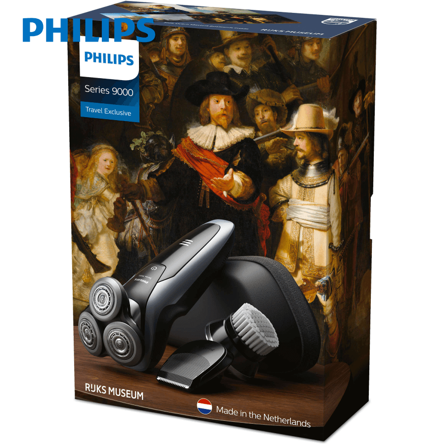 Philips - S9112/43 Series 9000 Men's 3 Heads Electric Shaver / Beard Trimmer / Facial Cleansing Brush - Rembrandt Special Edition