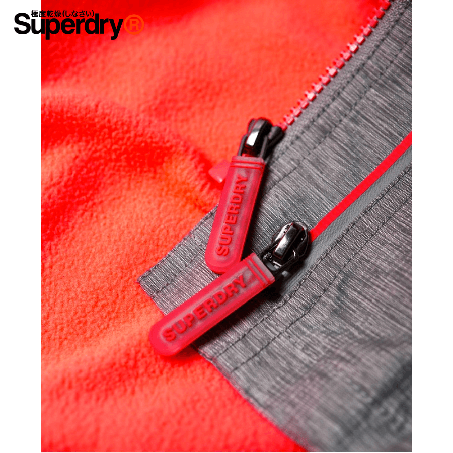 Superdry - Women's Pop Zip Velocity Windcheater Jacket - Light Grey / Shock Coral
