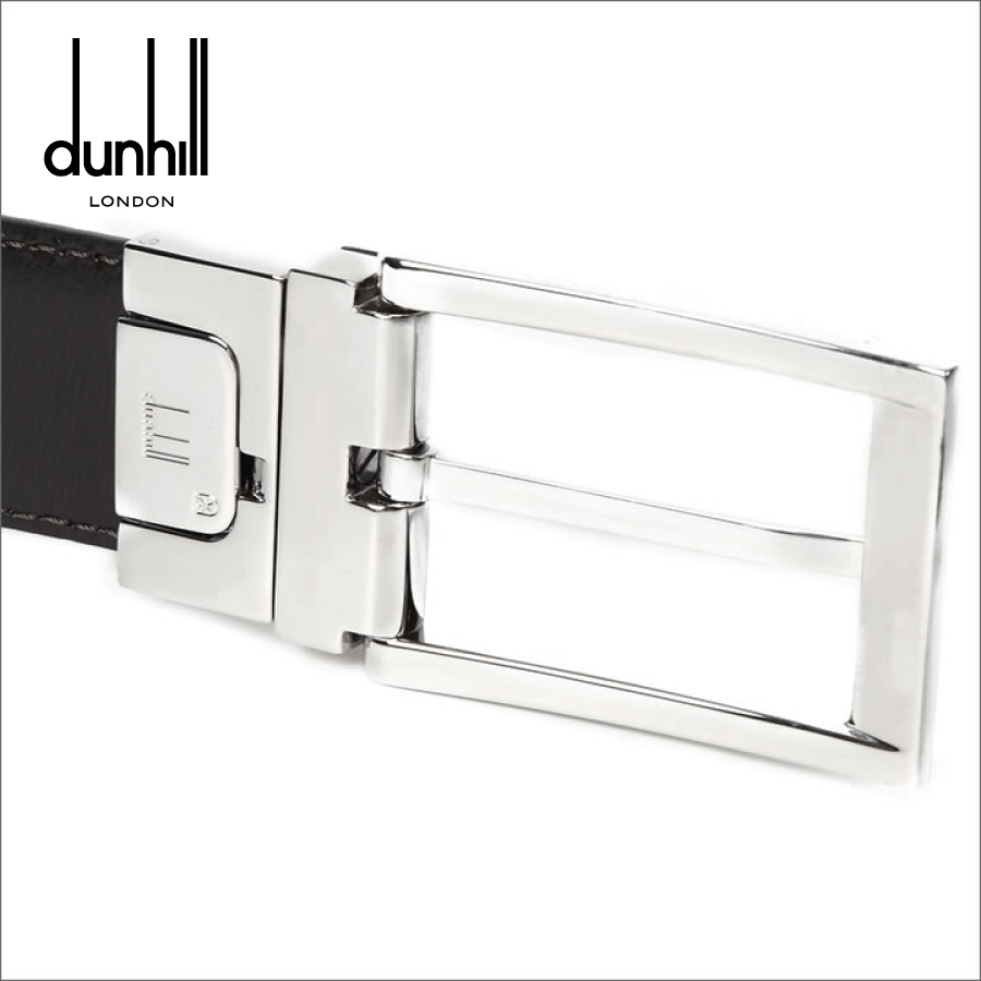 Dunhill - Men's Reversible Black / Dark Brown Genuine Leather Belt With Removable Rotated Buckle  - Black (HPW700A42)
