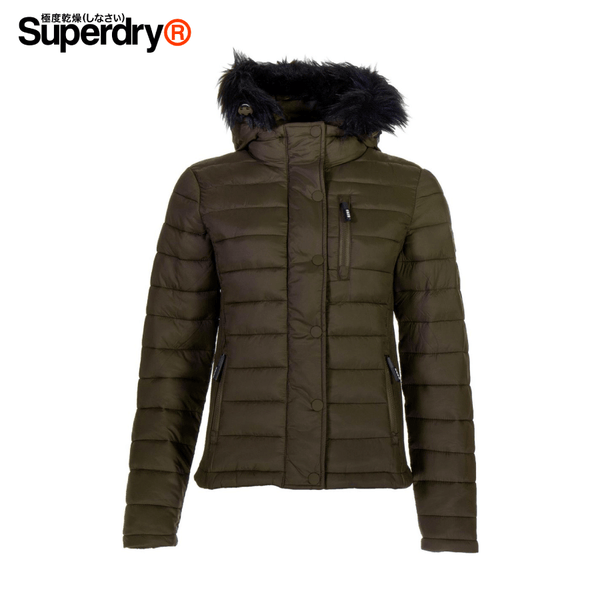 Superdry - Fuji Slim Double Ziphood Sports Women Jacket Size S - Olive