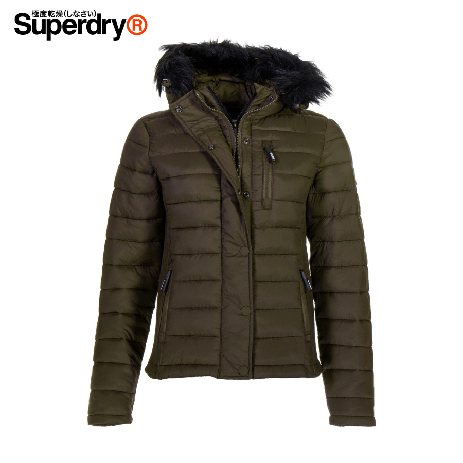 Superdry - Fuji Slim Double Ziphood Sports Women Jacket Size S - Olive