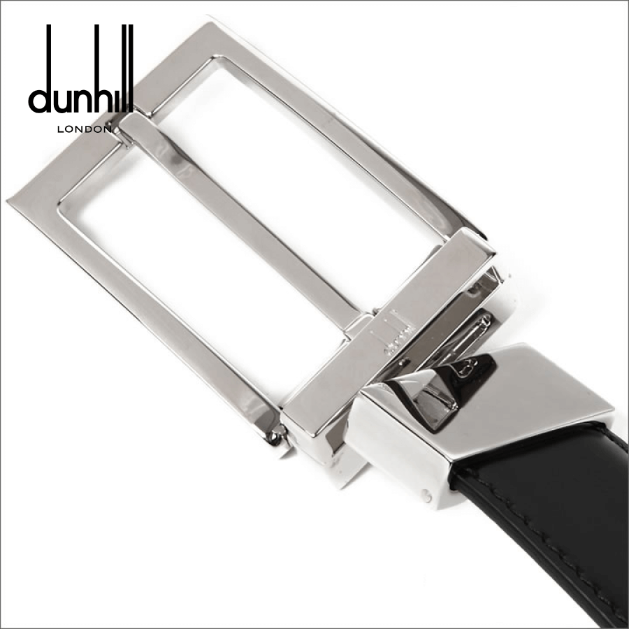 Dunhill - Men's Reversible Black / Dark Brown Genuine Leather Belt With Removable Rotated Buckle  - Black (HPW700A42)