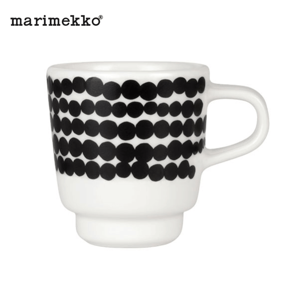 Marimekko Siirtolap Espresso Cup and Saucer 065322-190 - Räsymatto Black & White