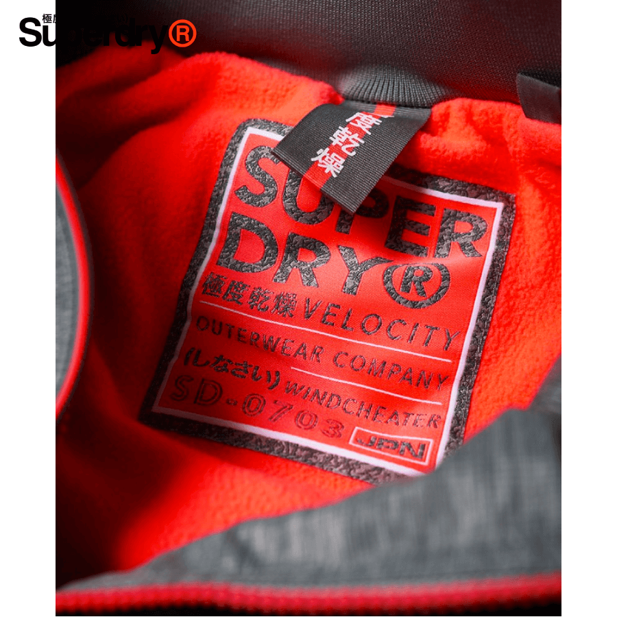 Superdry - Women's Pop Zip Velocity Windcheater Jacket - Light Grey / Shock Coral