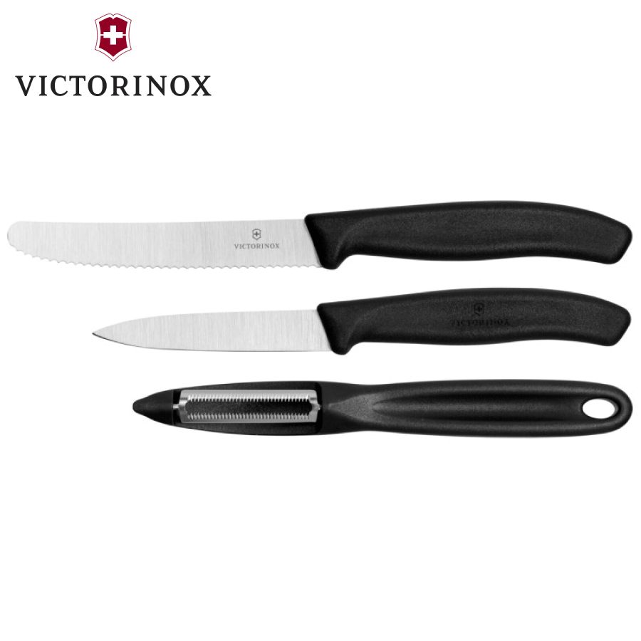 Victorinox - Swiss Kitchen Classic Paring Knife With Peeler Set of 3 - Black (6.7111.31)