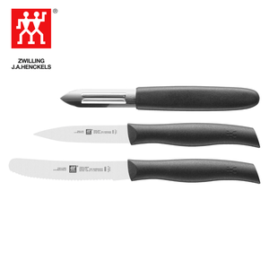 Zwilling - Twin Grip Set of 3 Kitchen Knife Domestic Knife With Peeler - Black (38738-000)