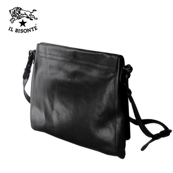 Il Bisonte - Man's Crossbody / Messenger Bag Logo In Cowhide Leather - Black (A2823.EP)