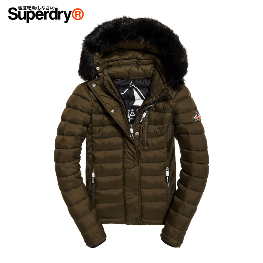 Superdry - Fuji Slim Double Ziphood Sports Women Jacket Size S - Olive