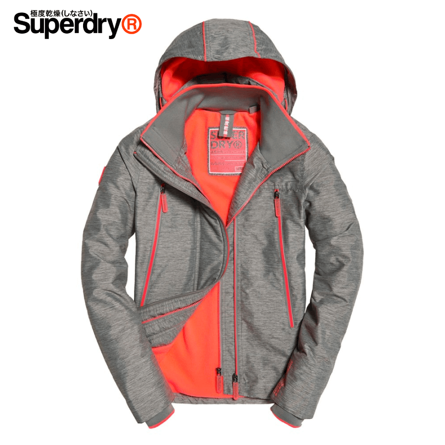 Superdry - Women's Pop Zip Velocity Windcheater Jacket - Light Grey / Shock Coral