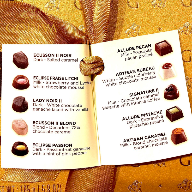 Godiva Chocolade Bonbons-Pralines Mix 310g - 28st + 1 Grtais Kaartspel