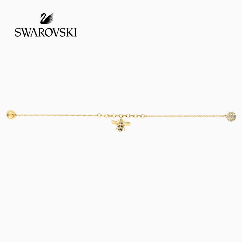 SWAROVSKI - 5380077 -REMIX COLLECTION BEE STRAND, BLACK, GOLD TONE PLATING