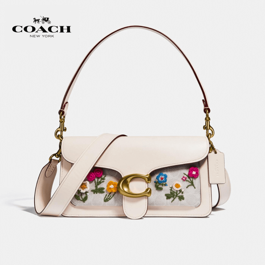 Coach - Tabby Shoulder Bag 26 In Signature Canvas With Floral Embroidery