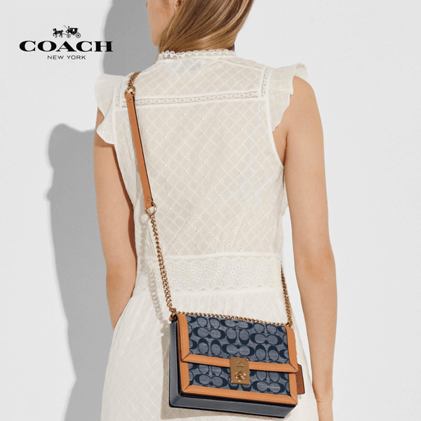 Coach - Hutton Shoulder Bag In Signature Chambray