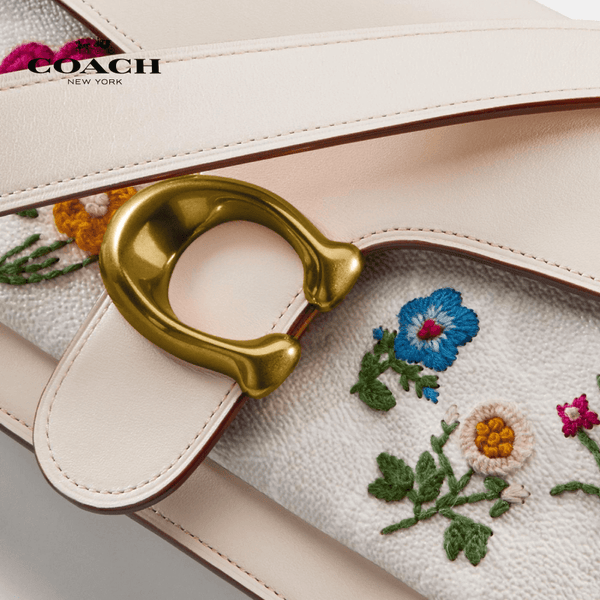 Coach - Tabby Shoulder Bag 26 In Signature Canvas With Floral Embroidery