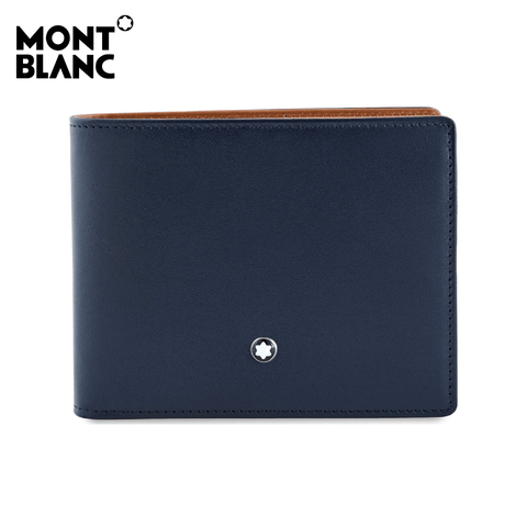Montblanc - Meister Unisex Leather Wallet 6cc - Navy / Tan (118293)