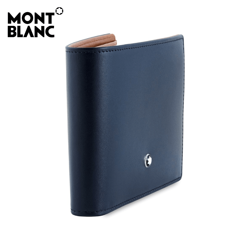Montblanc - Meister Unisex Leather Wallet 6cc - Navy / Tan (118293)