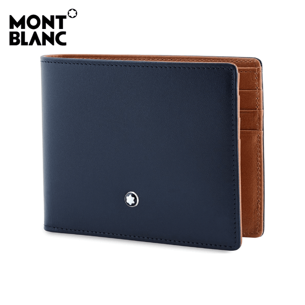 Montblanc - Meister Unisex Leather Wallet 6cc - Navy / Tan (118293)